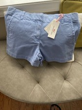 NEW Vineyard Vines Size 16 Girls Baja Blue Sunwashed Chino Shorts Whale Logo