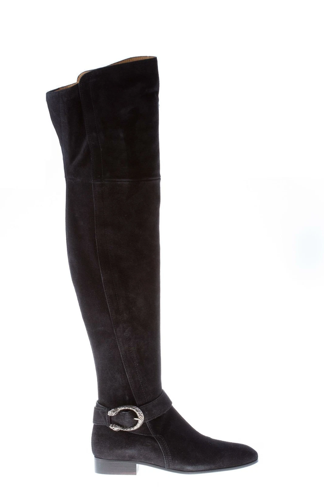 GUCCI chaussures femme Black suede Dyonisus thigh high boots tiger head buckle
