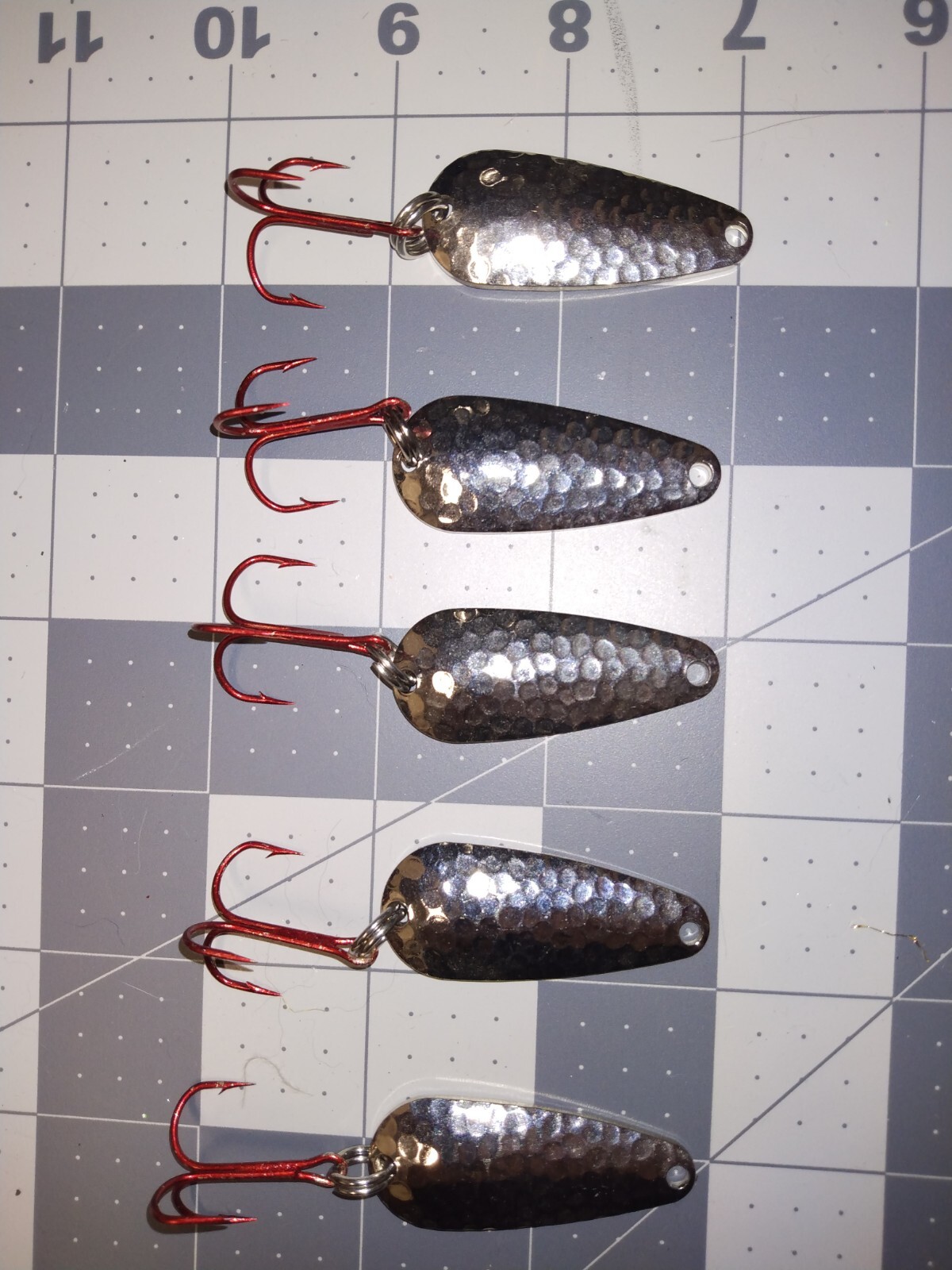 5 ea 3/8 Oz Hammered Silver Spoon Lure, Redfish, Trout, Walleye eBay