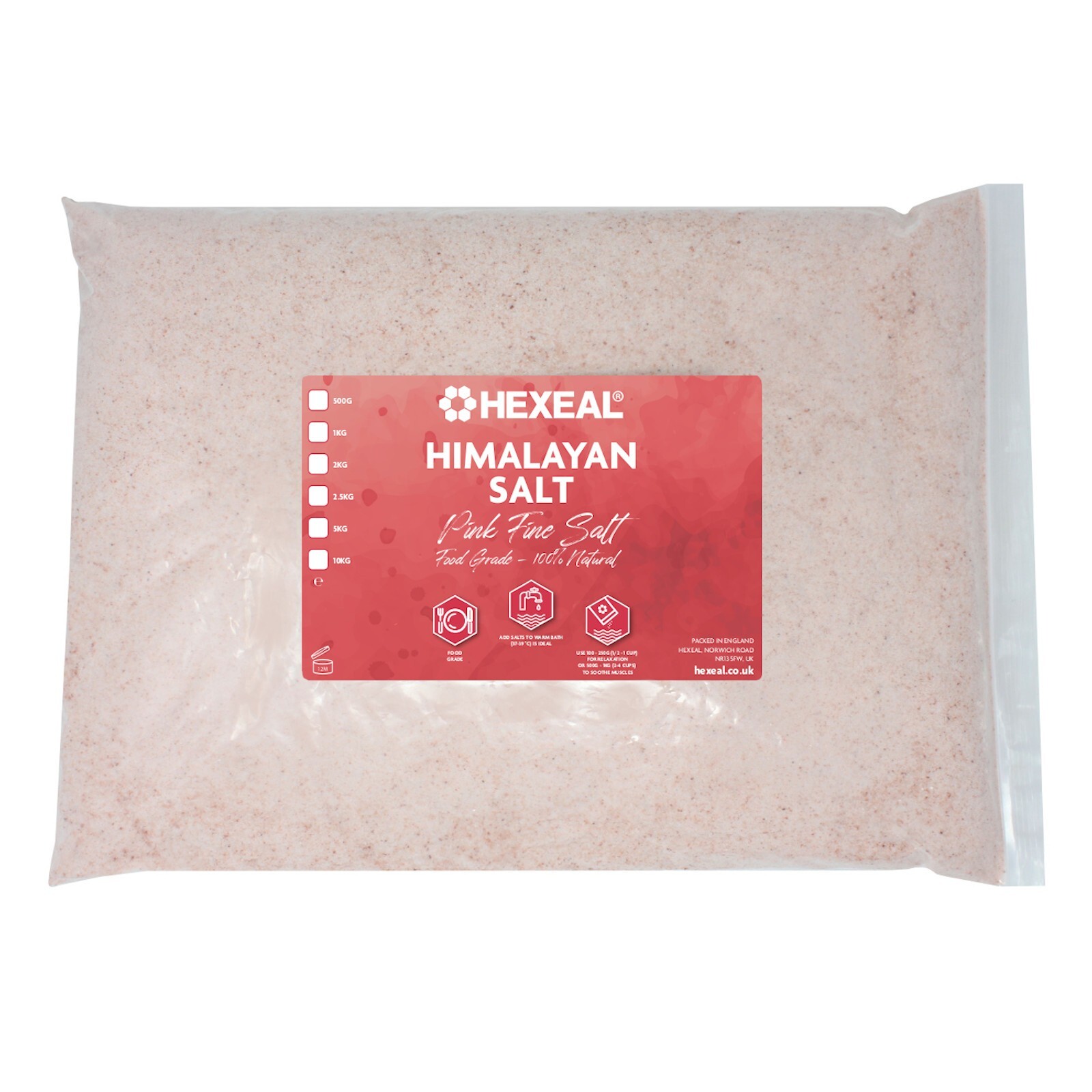 Hexeal Himalayan Pink Salt 5kg – 5kg Bag 100% Natural Fine Food Grade Salt