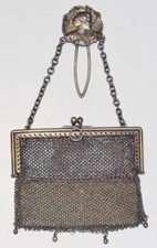 Art Nouveau Sterling Silver Chain Mail Coin Purse by GD London 1904 Chatelaine