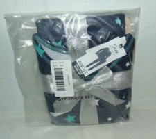 Justice Girls Pajama Two Piece Set Black Stars Size Seven New