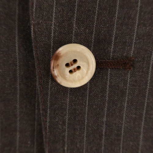 VTG 3 Piece Suit M Gray Chalk Stripe 100% Wool Hopsack USA 42R 37x27 - Picture 7 of 22