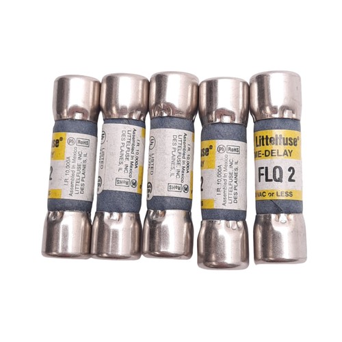 Lote de 5 fusibles enanos Littelfuse FLQ-2 Time Delay, 2A 500VAC, clase CC - Imagen 2 de 4