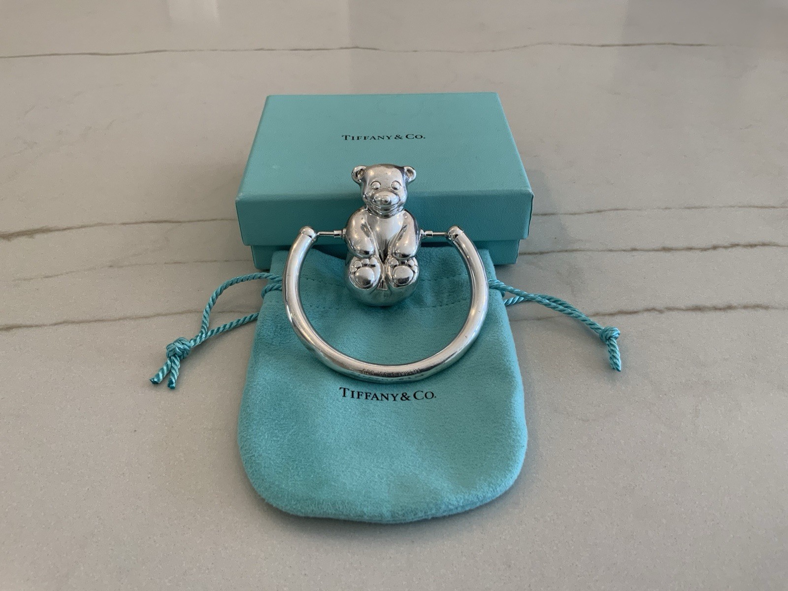 Tiffany & Co. Silver Teddy Bear Baby Rattle