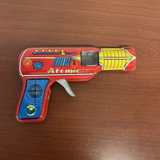 Vintage Tin Litho ATOMIC RAY GUN, Works, Good Condition