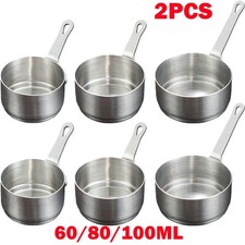 2x Silver Mini Pot Frying Stainless Steel Gravy Sauce Pan Non Stick Saucepan NEW