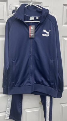 Puma Men's Iconic T7 Track Suit 1968 Navy Blue Full-Zip With Pants Men s Large 