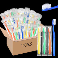 Ziliny 100 Pcs Prepasted Disposable Toothbrushes Bulk Individually Wrapped Pre