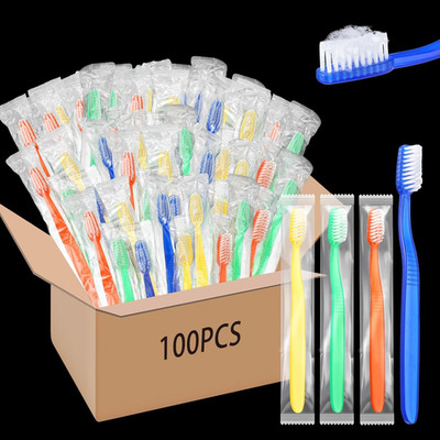 Ziliny 100 Pcs Prepasted Disposable Toothbrushes Bulk Individually Wrapped Pre