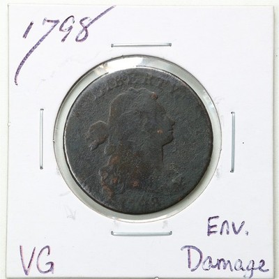 1798 1C Draped Bust Large Cent with VG Detail Env. Damage #6076