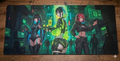 XXL Gaming Mauspad 90x40cm - Anime Cyberpunk Girl Design - Desk Mat Unterlage