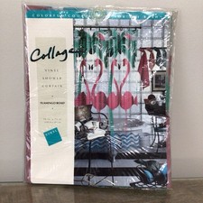 Vintage New “Flamingo Road” Shower Curtain 70x72 Vinyl