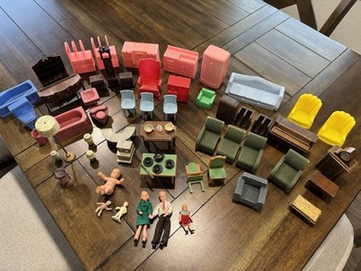 Vintage Miniature Dollhouse Furniture Lot Stromberg Plasco Renwal Caco Marx