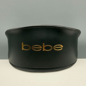 Bebe Oversized Black Sunglasses Case Gold Logo Faux Leather Storage Box