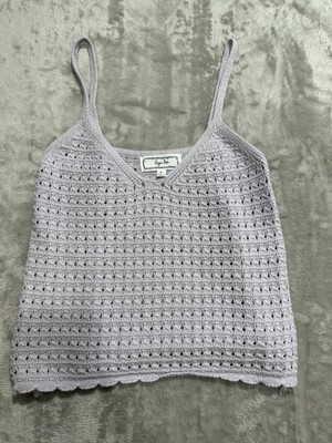 Hippie Rose Knit Tank Women's Size Medium Lilac Stretch V-Neck Straps EUC