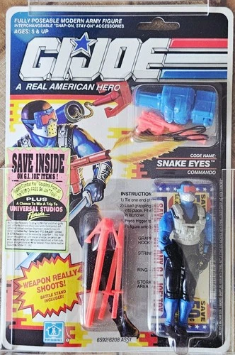 G.I. Joe Snake Eyes v4 MOC Hasbro 1991 READ With Case