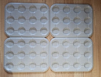 Lot of 4 Vintage Cambro Cafeteria Cup Trays 12 Slot 18x14 Commercial Fiberglass 