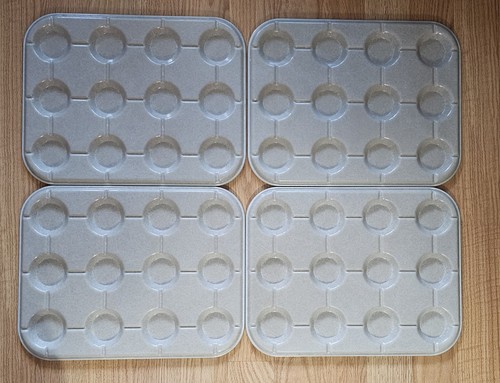 Lot of 4 Vintage Cambro Cafeteria Cup Trays 12 Slot 18x14 Commercial Fiberglass 