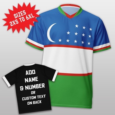 Uzbekistan Flag All Over Print Soccer Jersey, Eco Friendly Unisex Sports Shirt
