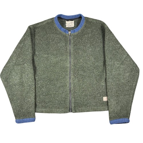 Vintage Horny Toad Cardigan Womens M Mohair Tweed Fleece Green Made in USA Zip , $25