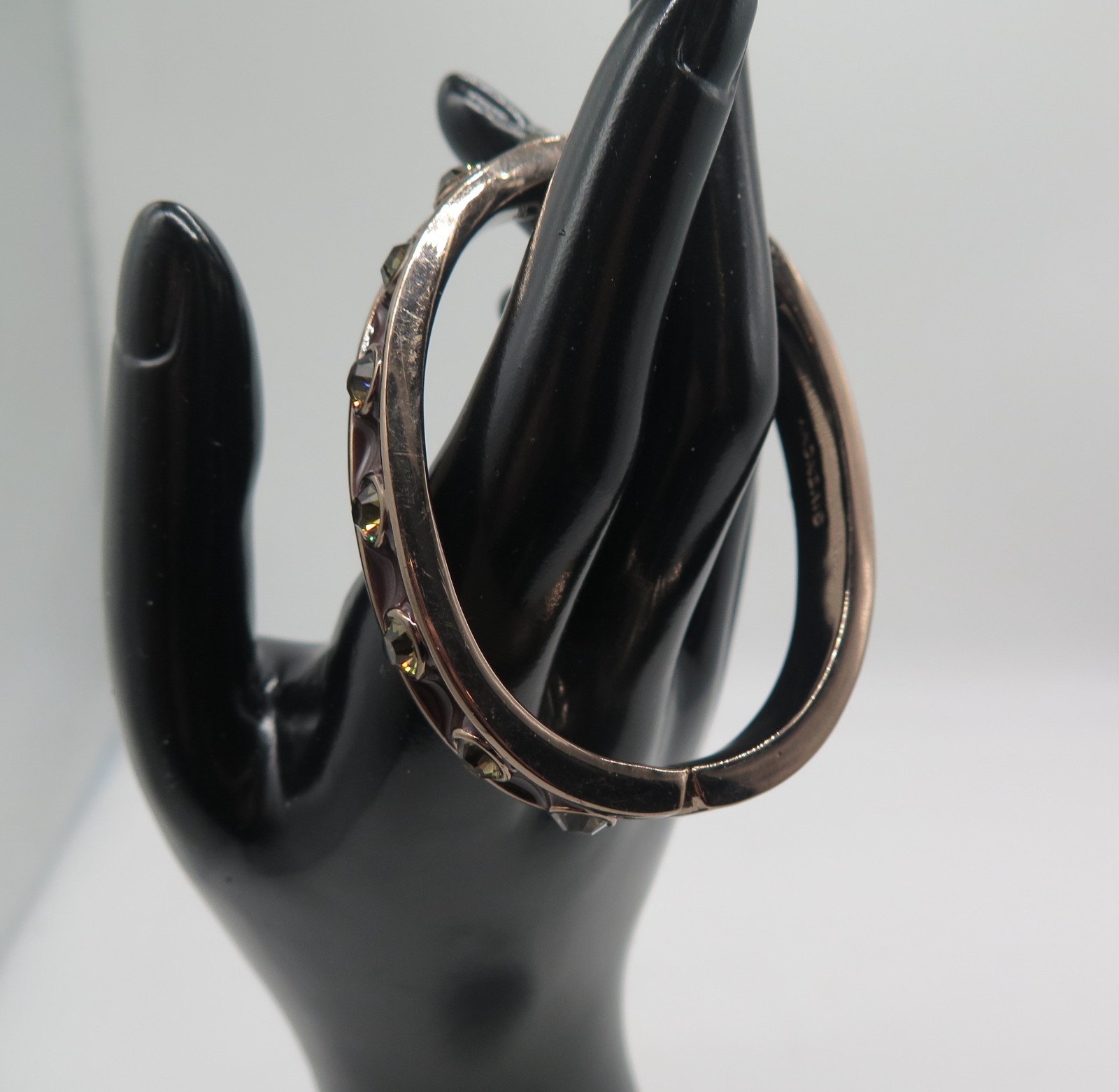 Bronze Rhinestone Givenchy Bangle Bracelet Signed - image 1
