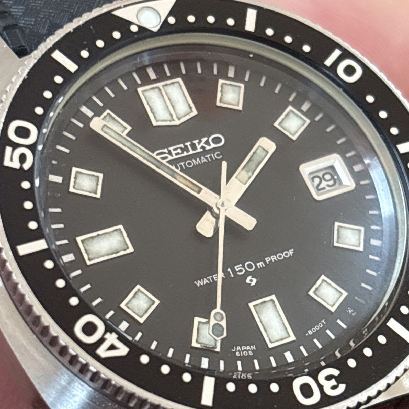 Vintage 1968 Seiko Automatic 6105-8000 + serviced + new tropic strap image 10