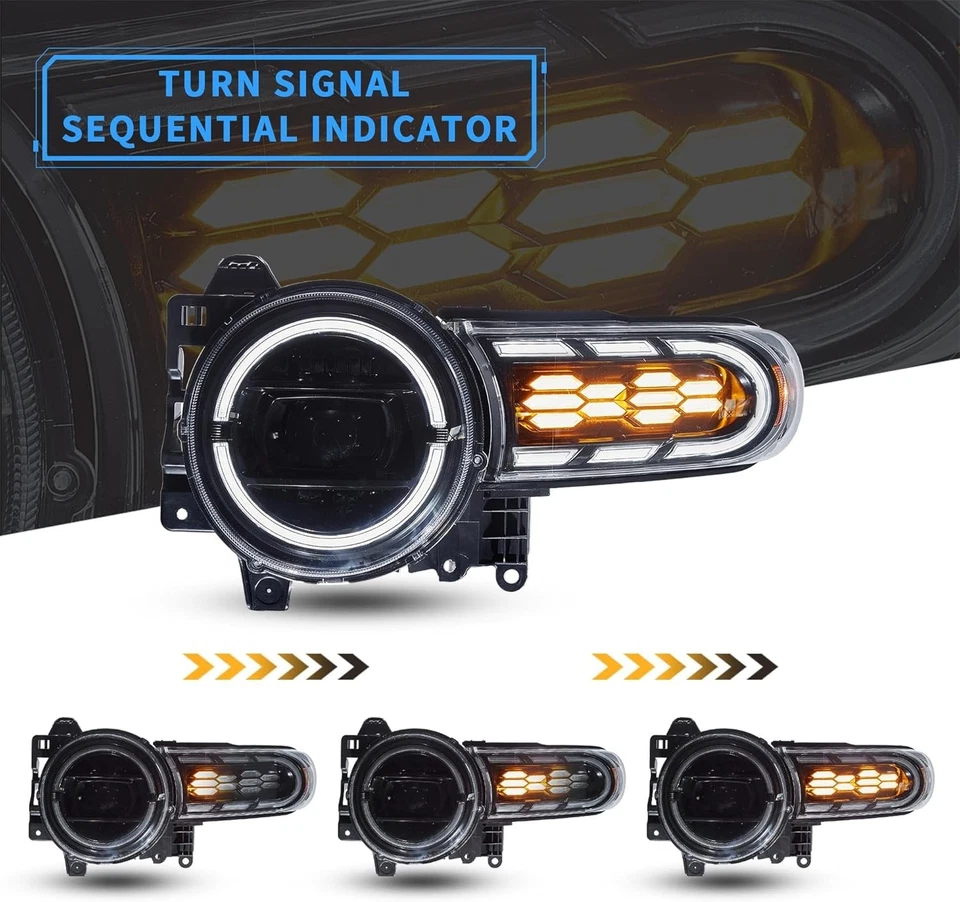 Para 2007–2015 Toyota FJ Cruiser LED projetor faróis conjunto par esquerda+direita - Imagem 3 de 4