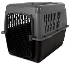 Dog Kennel Carrier Cage Portable Handle Crate Pen House, Gray/Black, Open Box