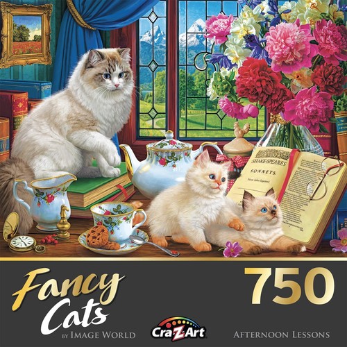 - Fancy Cats - Afternoon Lessons - 750 Piece Jigsaw Puzzle for Adults - Picture 3 of 4
