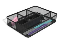 Mesh Collection Desk Drawer Organizer Tray, Black, 7 Compartment