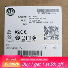 New Sealed AB 25B-D4P0N104 Power Flex 525 1.5kW 2Hp AC Drive US Free Tax