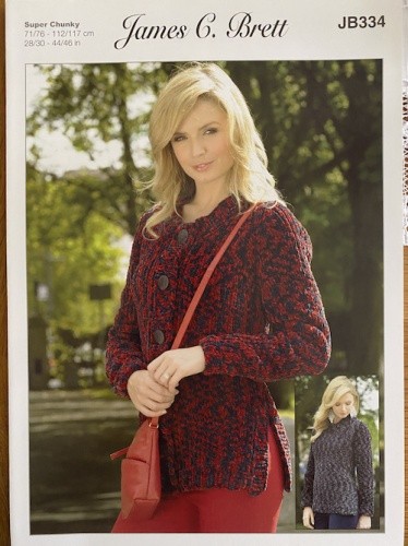 James C Brett JB334 Sweater and Cardigan Super Chunky Knitting Pattern