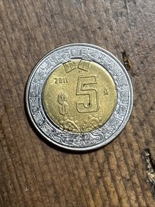 2007 Mexico 5 Pesos Coin With A Rotated Reverse