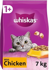 7kg Whiskas 1+ Adult Complete Dry Cat Food Chicken Bulk Pack Cat Biscuits 3.81 per kilo
