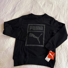 NWT Puma Boys Black Sweatshirt Crew Neck Long Sleeve Sz 8