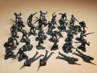 32 Figs – 2 Sets, Vintage Marx U.S. Marines, Flat Dark Black/Green (RARE)