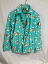 Garfield Pajama Garfield Sleeping Cotton Pajamas Size Medium teal Blue