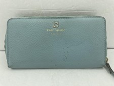 Kate Spade Wallet Womens Blue Leather Zip Around Clutch Organizer Purse Classic