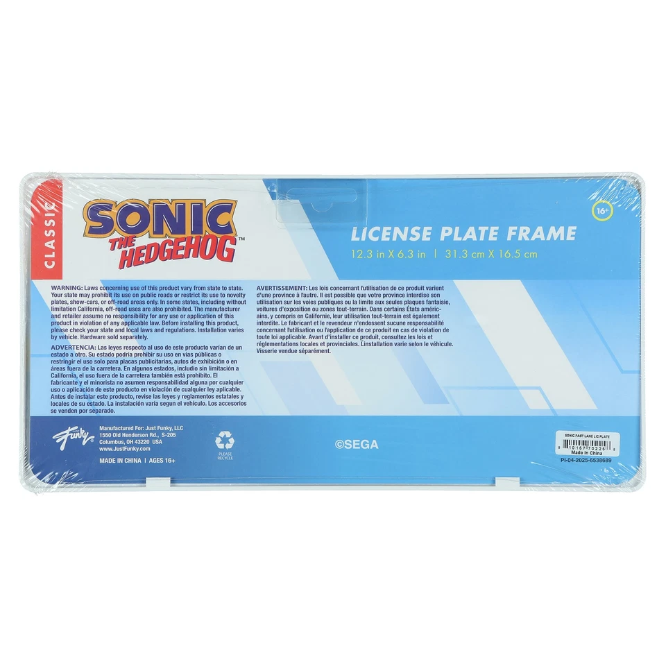 Marco de matrícula de plástico estándar Sonic The Hedgehog Life In The Fast Lane Foto 4 de 4