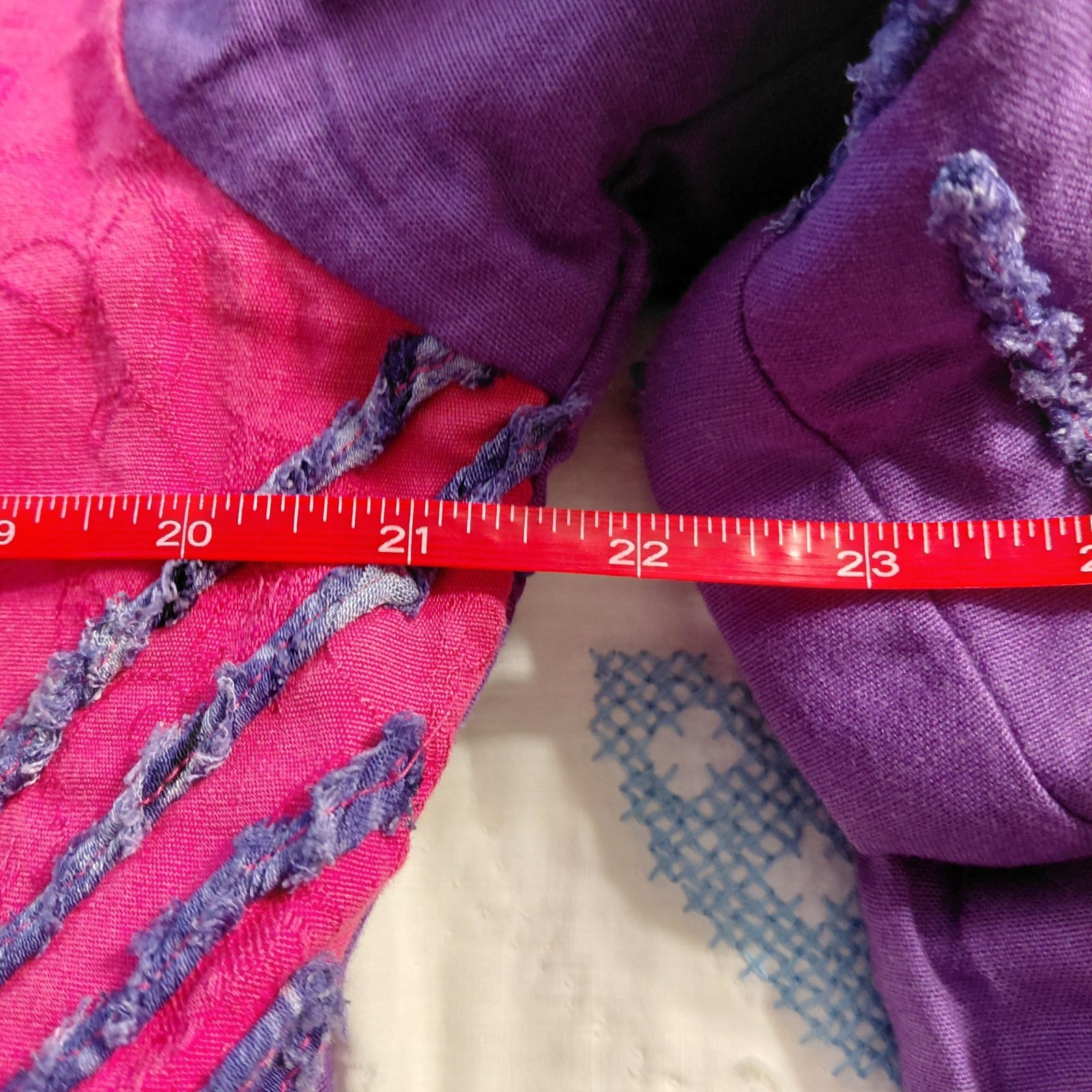 Patchwork jacket reversible blue green pink purpl… - image 8