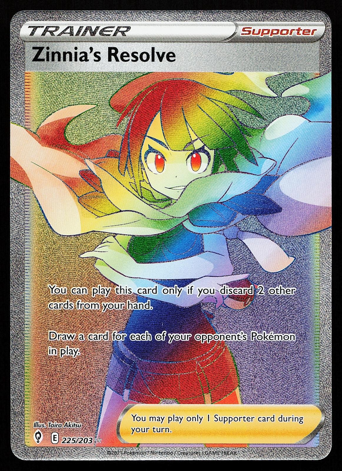 Zinnia's Resolve 225/203 Rainbow Rare Evolving Skies Pokemon Card