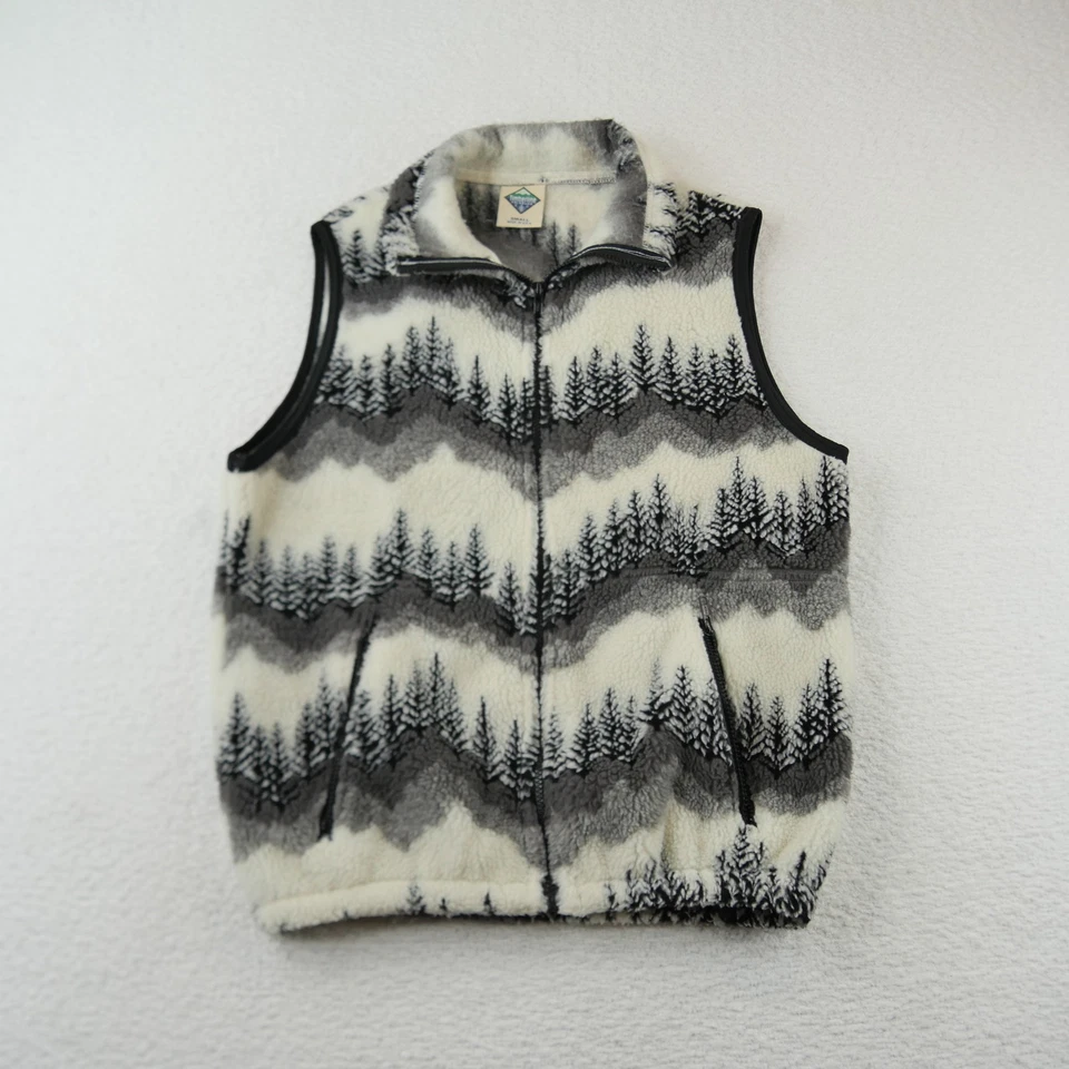 Timberline Vest Womens Small TREES Fleece Sherpa Full Zip Colorado USA Outdoors - Image 2 of 4
