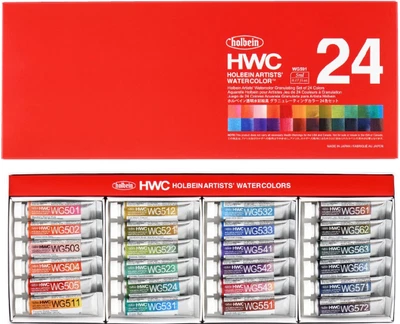 Holbein WG591 Transparent Watercolors Paint 5ml Granulating Set of 24 colors JPN