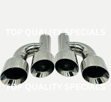 Stainless Quad 4 Out 3 Inlet Dual Wall Offset Slant Staggered Exhaust Tip Pair Stainless Quad 4 Out 3 Inlet Dual Wall Offset Slant Staggered Exhaust Tip Pair