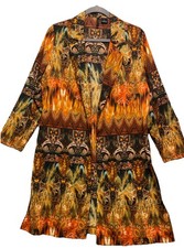 New Directions S Duster Kimono Red Orange Boho Hippie Tribal Aztec Festival