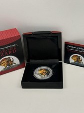 Tuvalu 2013 Frilled Neck Dragon Lizard Remarkable Reptiles $1 Oz Silver coin COA