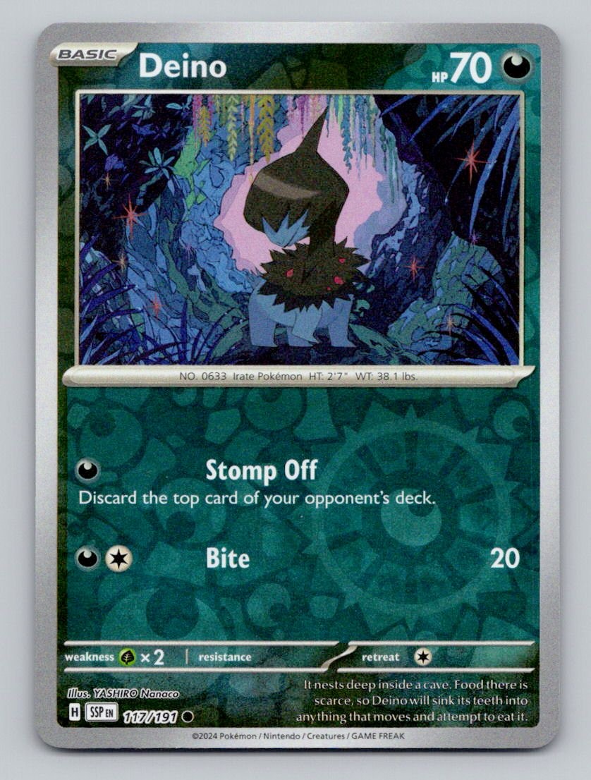 Reverse Holo Deino 117/191 Common Surging Sparks Pokemon