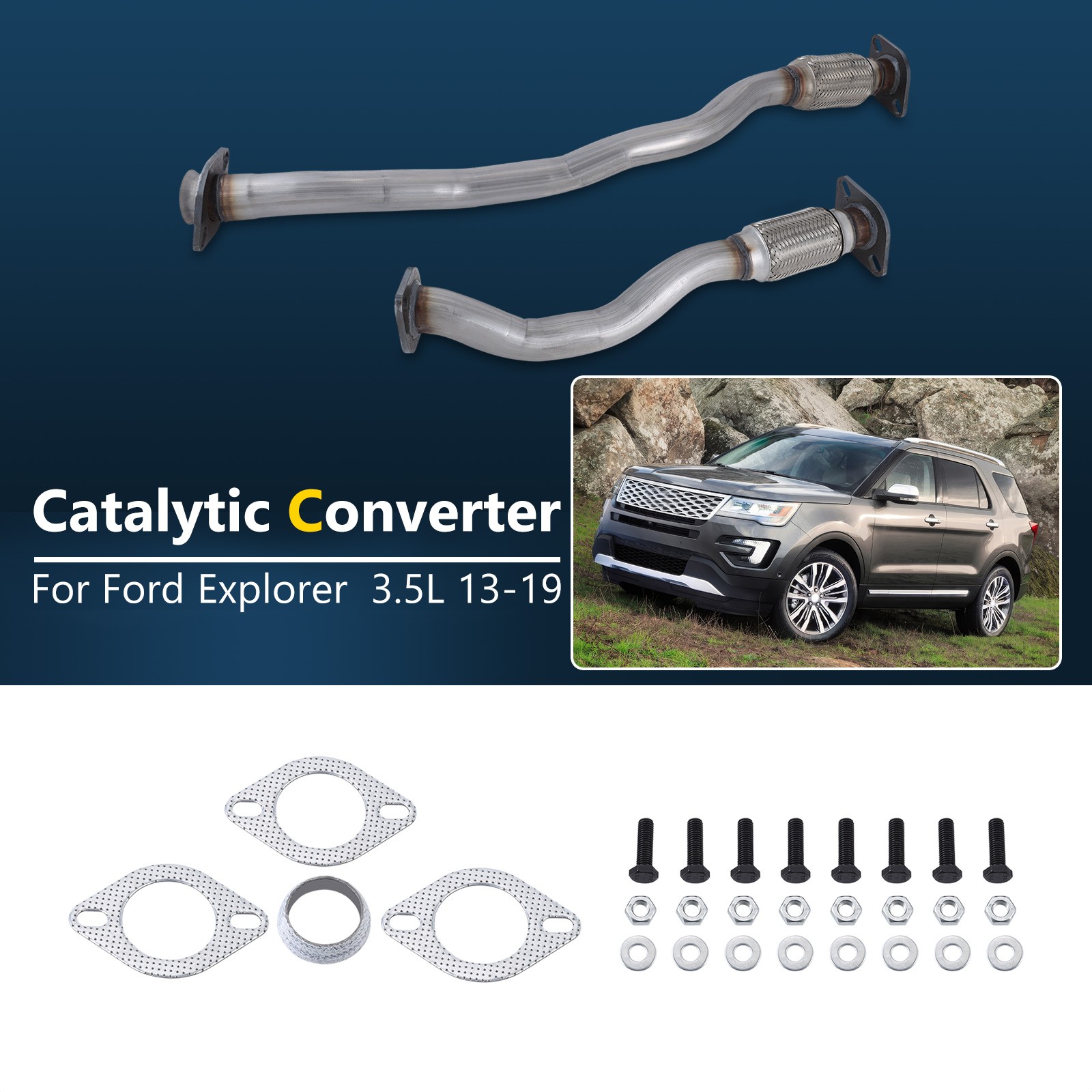 Front Exhaust Flex Pipe For Ford Explorer 3.5L 2013-2019 Direct-Fit USA STOCK