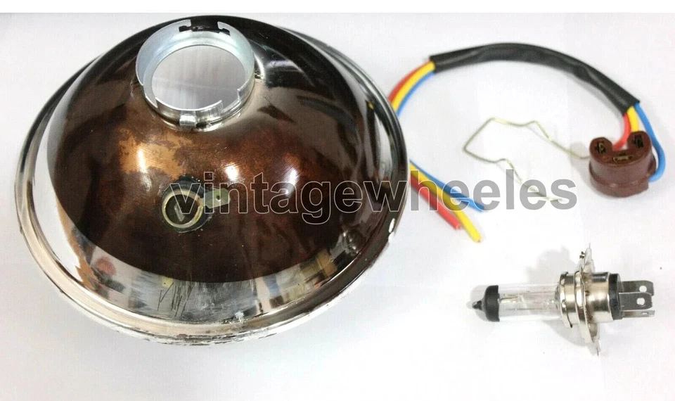 Unidad de faros de conversión de 7 pulgadas Lucas BSA A7 A10 B31 B33 bicicletas Foto 3 de 3